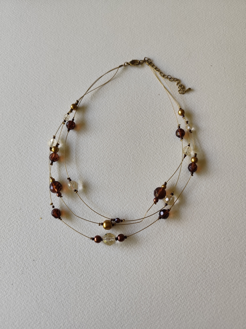 3/$25💙Multi-Strand Brown and Gold Bead Necklace